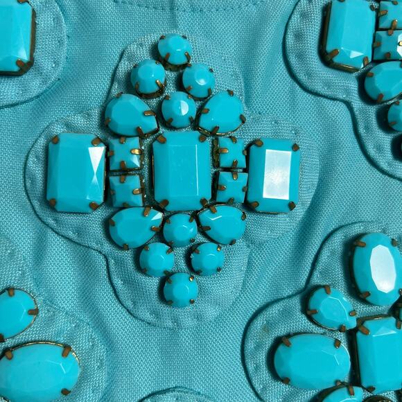 KARTA Turquoise Blue Jeweled Shift Dress Size S - Picture 5 of 5